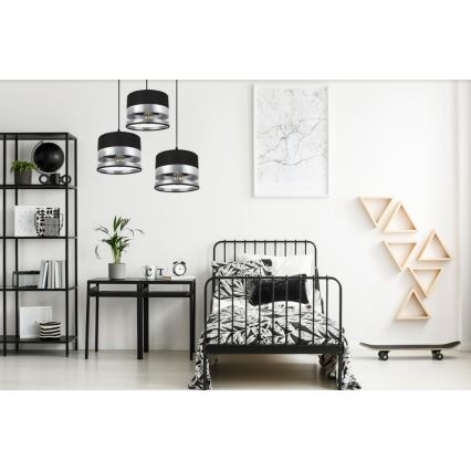 Chandelier on a string MILO 3xE27/60W/230V silver/black