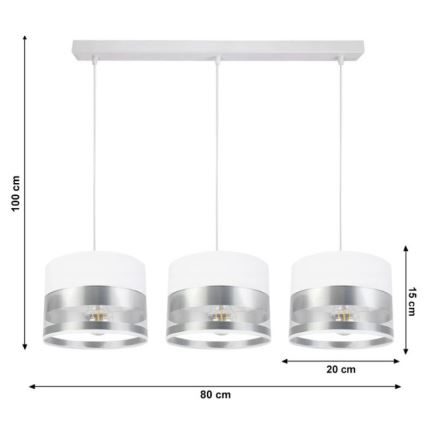 Chandelier on a string MILO 3xE27/60W/230V silver