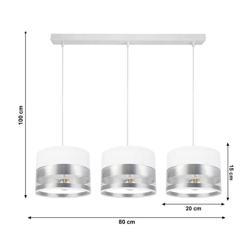 Chandelier on a string MILO 3xE27/60W/230V silver