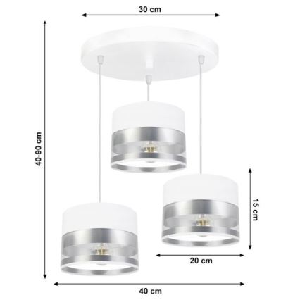 Chandelier on a string MILO 3xE27/60W/230V silver