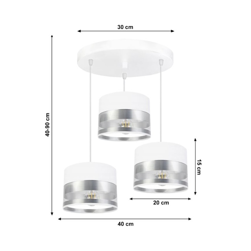 Chandelier on a string MILO 3xE27/60W/230V silver