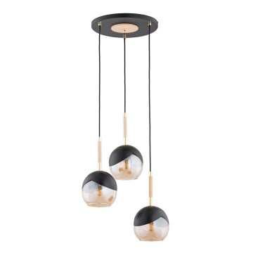 Chandelier on a string MILTONA 3xE27/60W/230V black/beige