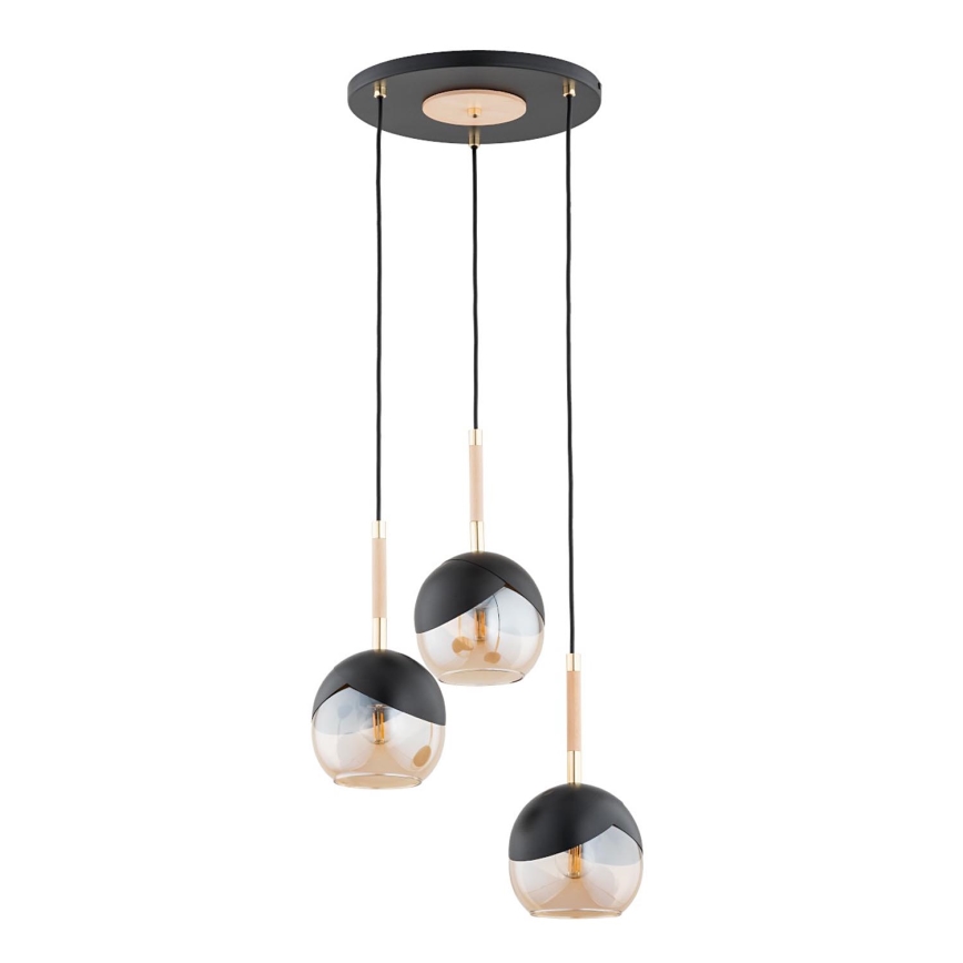 Chandelier on a string MILTONA 3xE27/60W/230V black/beige