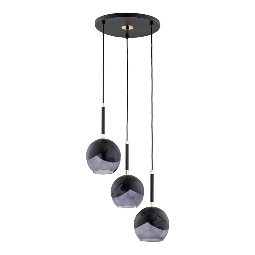 Chandelier on a string MILTONA 3xE27/60W/230V black/grey