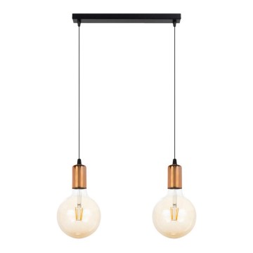 Chandelier on a string MIROS 2xE27/60W/230V black/copper