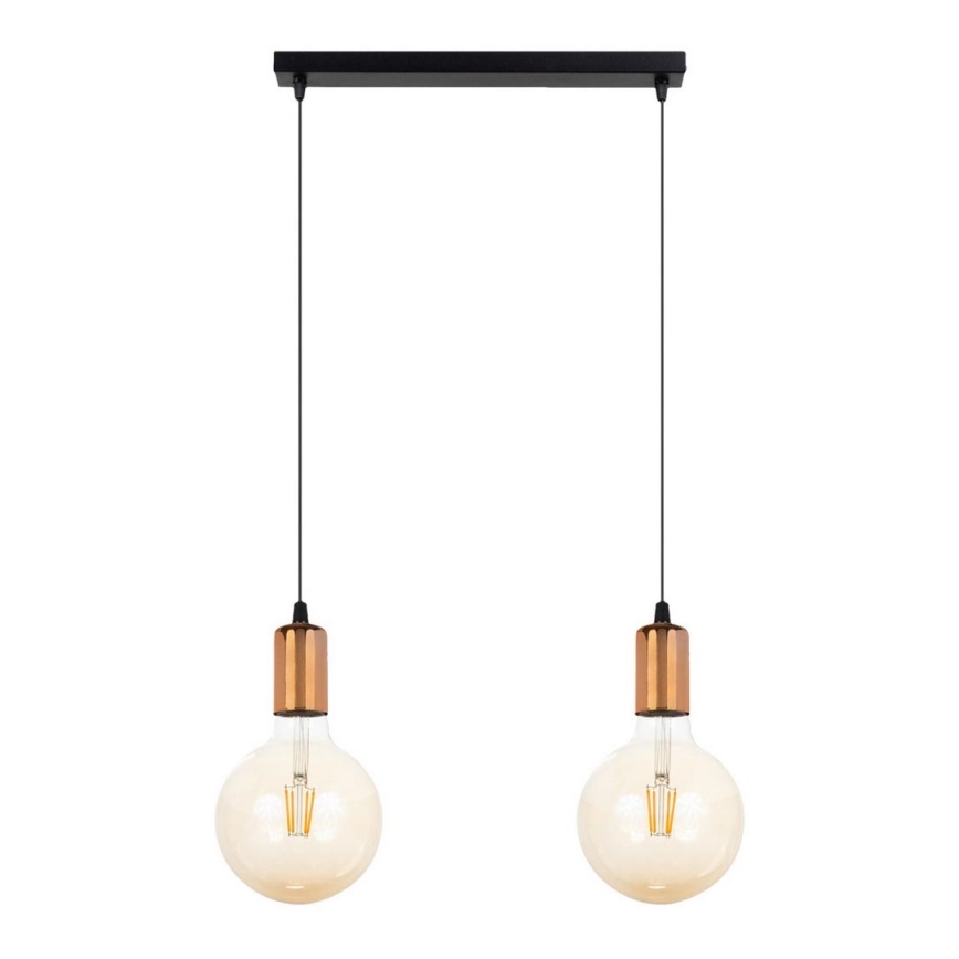 Chandelier on a string MIROS 2xE27/60W/230V black/copper