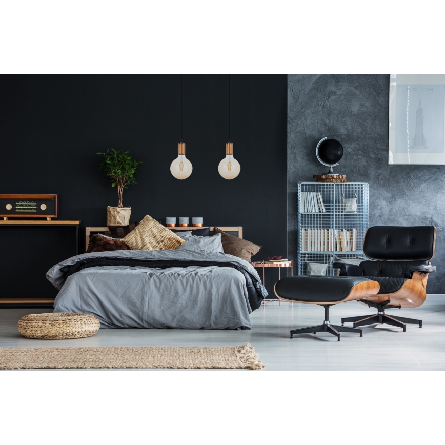 Chandelier on a string MIROS 2xE27/60W/230V black/copper