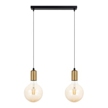 Chandelier on a string MIROS 2xE27/60W/230V black/golden
