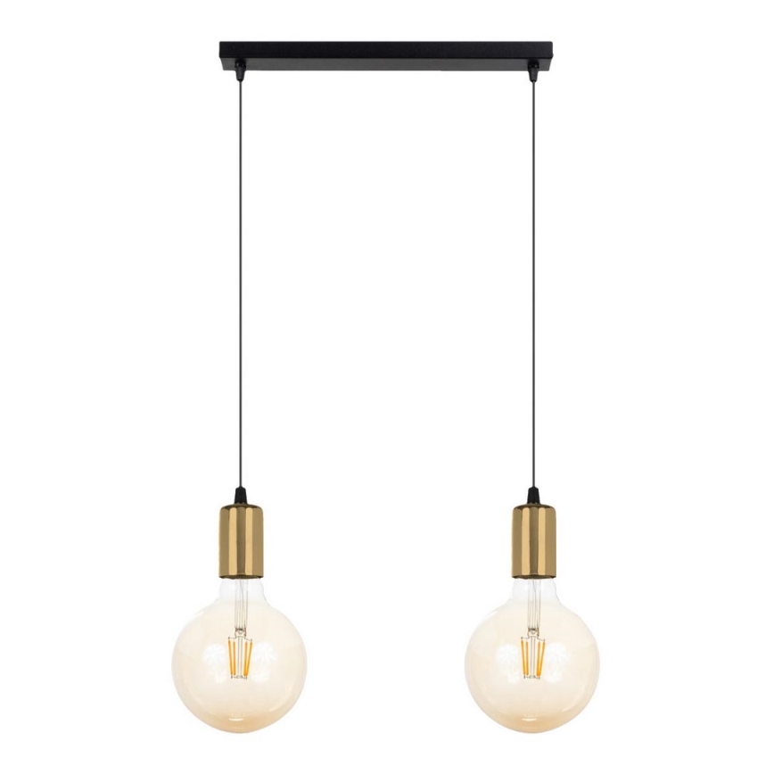 Chandelier on a string MIROS 2xE27/60W/230V black/golden