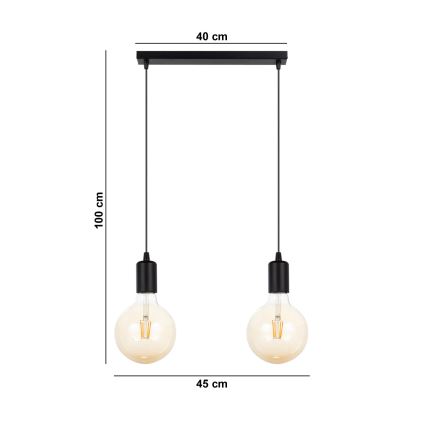 Chandelier on a string MIROS 2xE27/60W/230V black