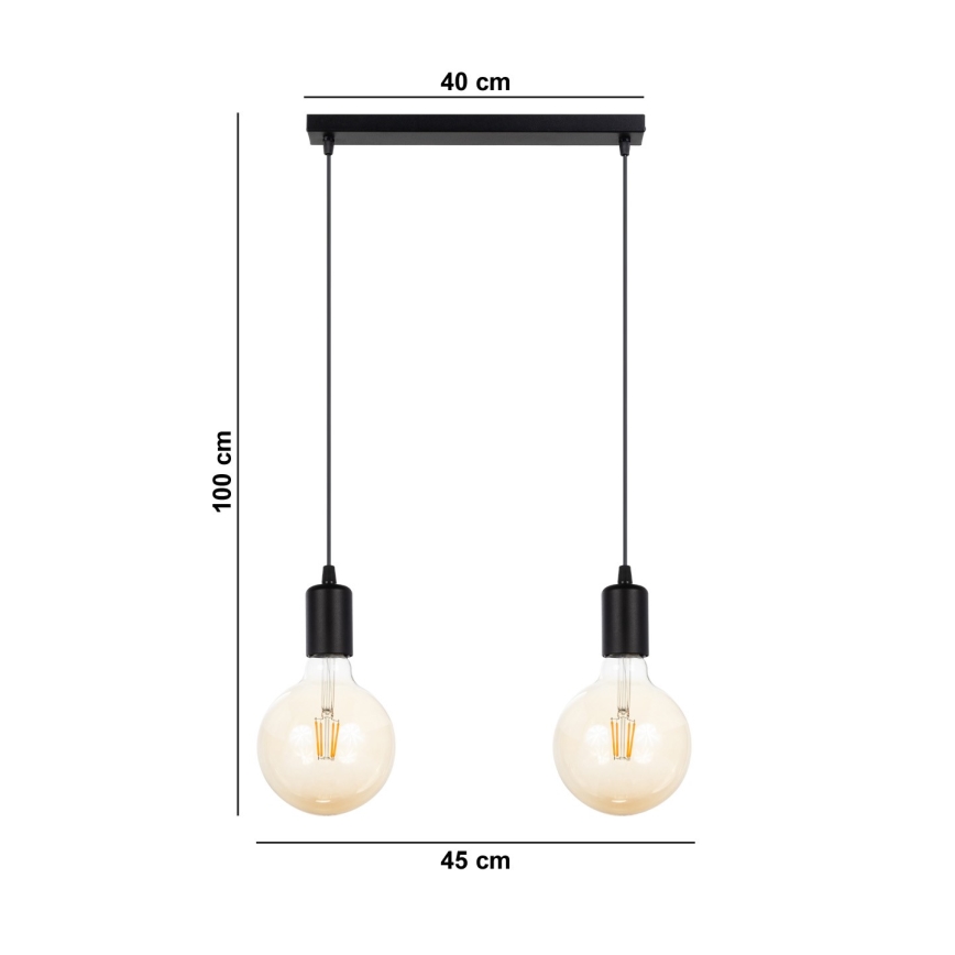 Chandelier on a string MIROS 2xE27/60W/230V black
