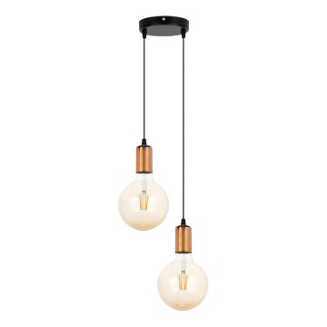 Chandelier on a string MIROS 2xE27/60W/230V round black/copper