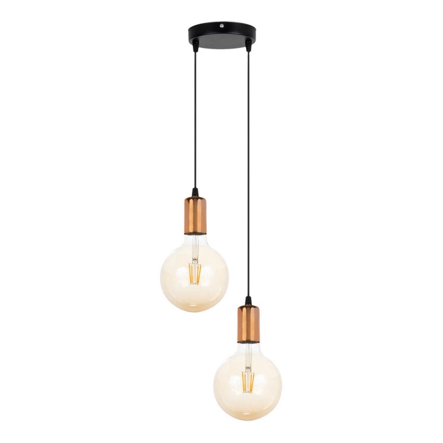 Chandelier on a string MIROS 2xE27/60W/230V round black/copper