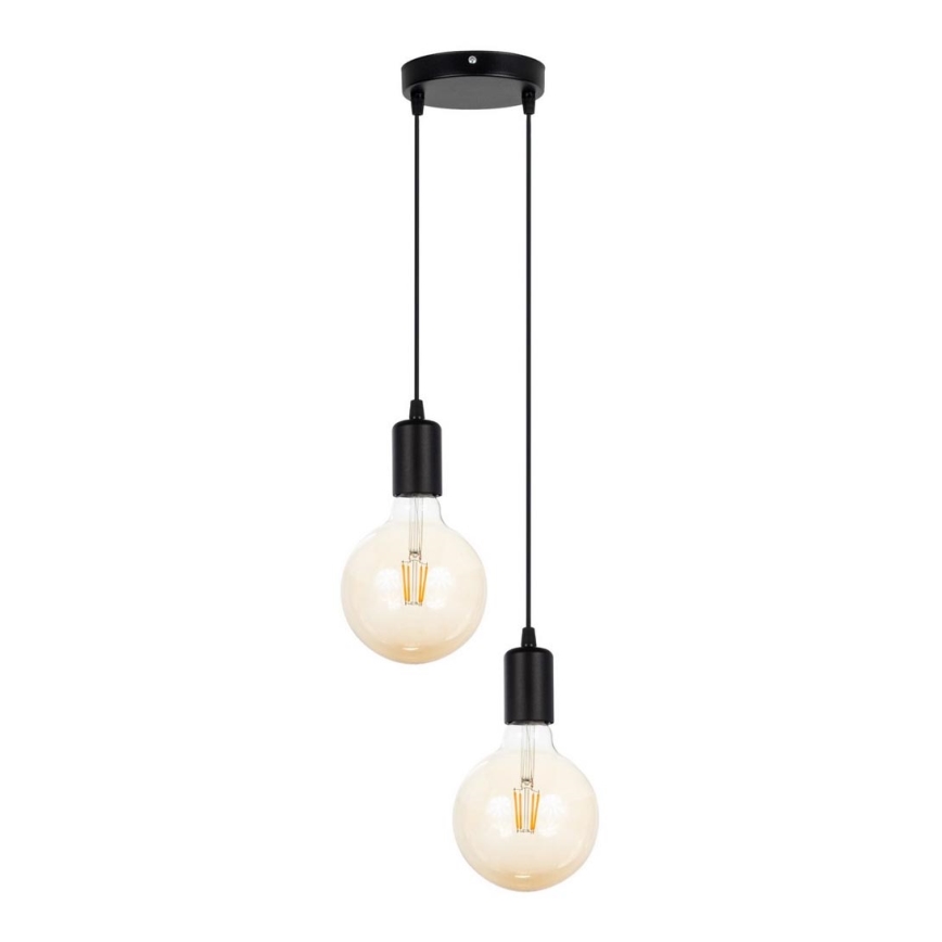 Chandelier on a string MIROS 2xE27/60W/230V round black