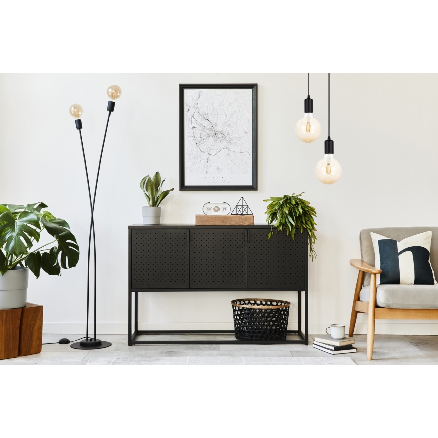 Chandelier on a string MIROS 2xE27/60W/230V round black