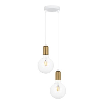 Chandelier on a string MIROS 2xE27/60W/230V round white/golden