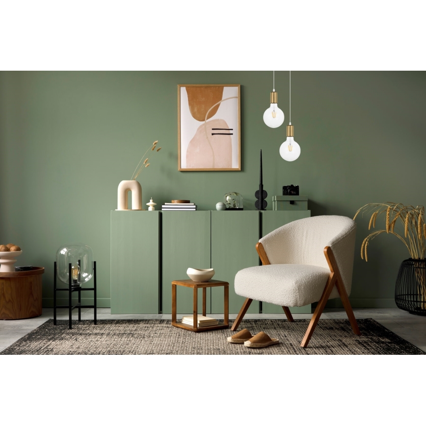Chandelier on a string MIROS 2xE27/60W/230V round white/golden