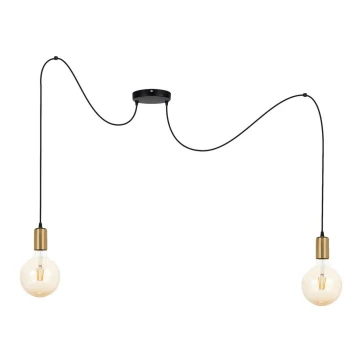 Chandelier on a string MIROS 2xE27/60W/230V spider black/gold