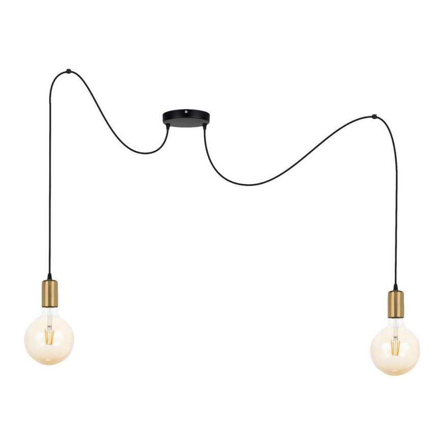 Chandelier on a string MIROS 2xE27/60W/230V spider black/gold