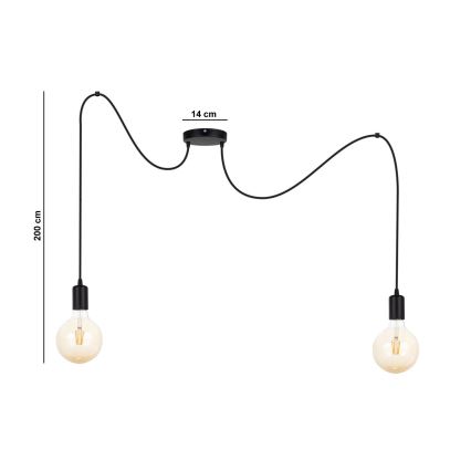 Chandelier on a string MIROS 2xE27/60W/230V spider black