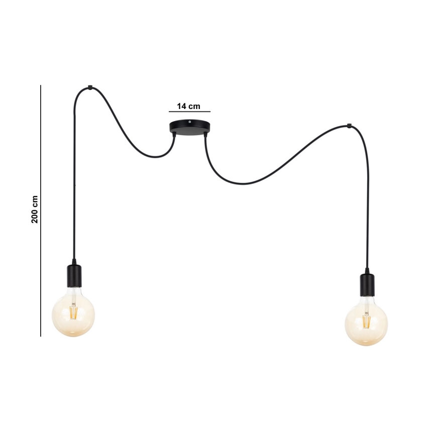 Chandelier on a string MIROS 2xE27/60W/230V spider black