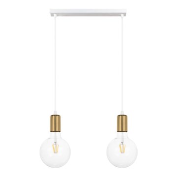 Chandelier on a string MIROS 2xE27/60W/230V white/golden