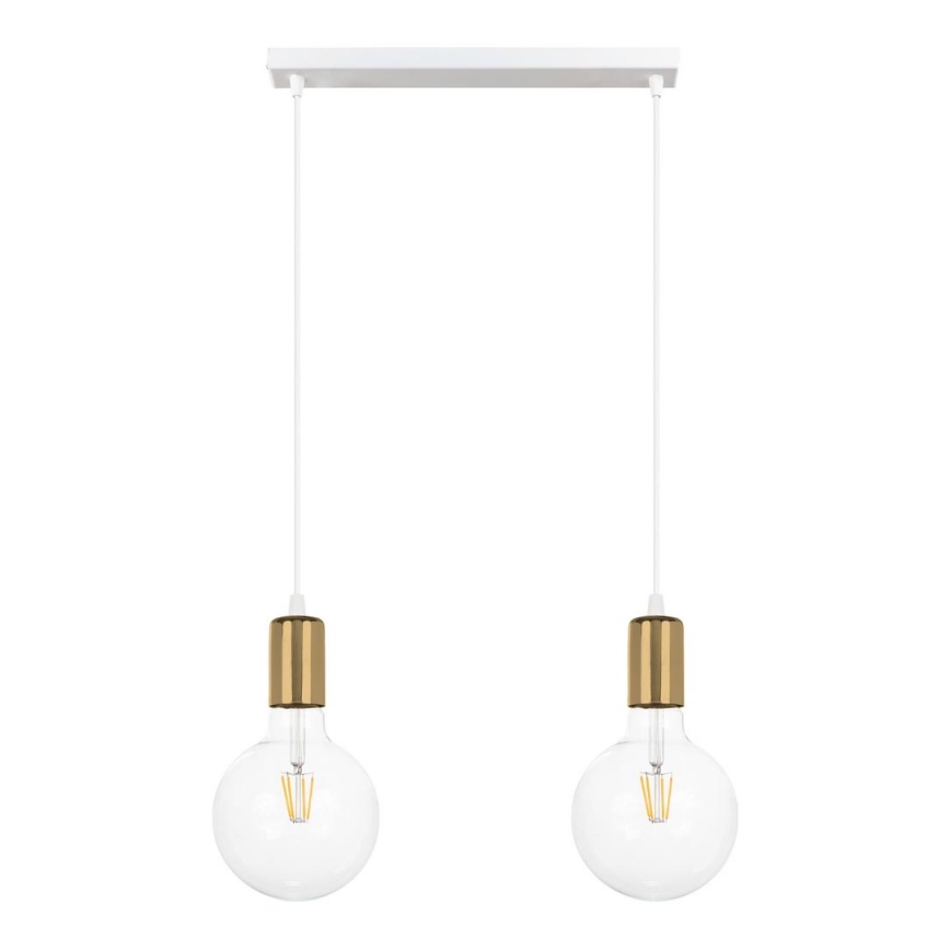 Chandelier on a string MIROS 2xE27/60W/230V white/golden