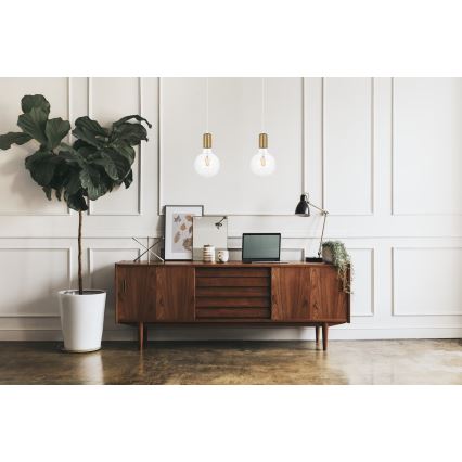 Chandelier on a string MIROS 2xE27/60W/230V white/golden