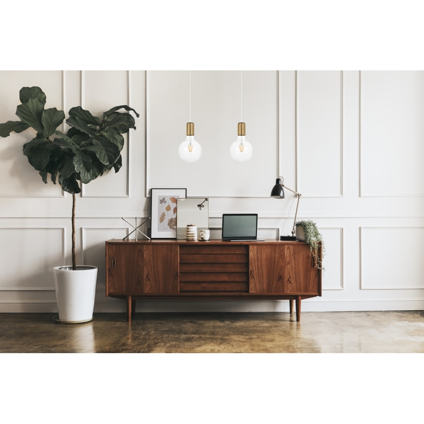 Chandelier on a string MIROS 2xE27/60W/230V white/golden