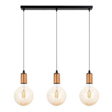 Chandelier on a string MIROS 3xE27/60W/230V black/copper