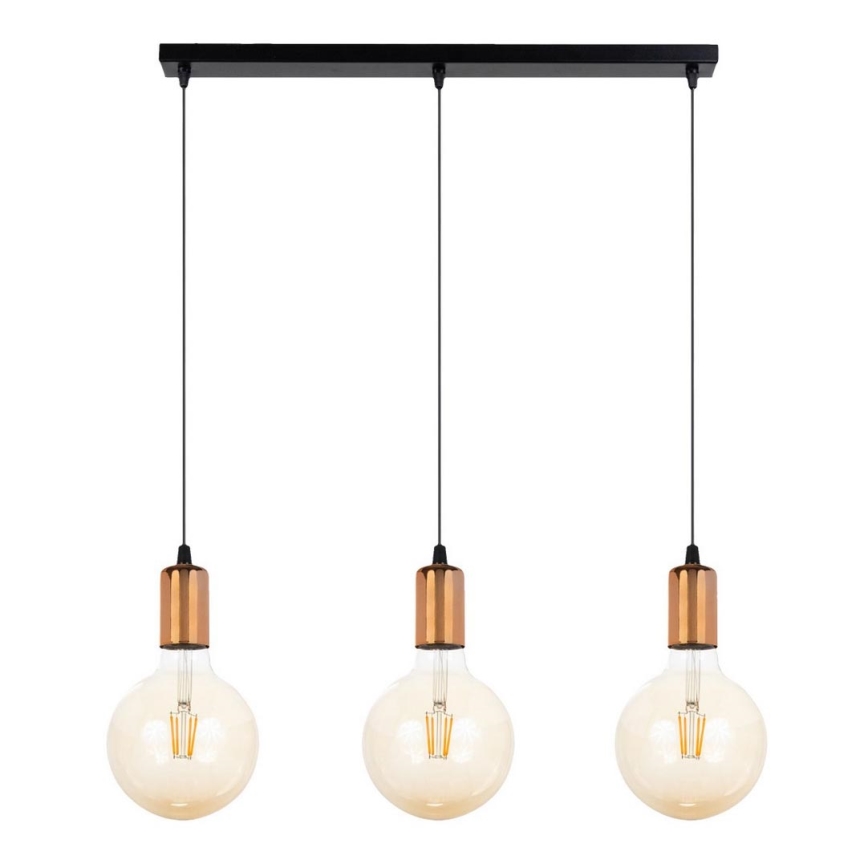 Chandelier on a string MIROS 3xE27/60W/230V black/copper
