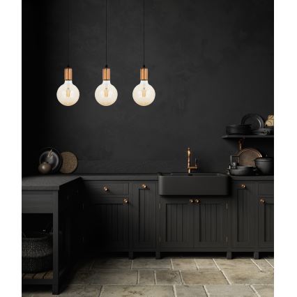 Chandelier on a string MIROS 3xE27/60W/230V black/copper