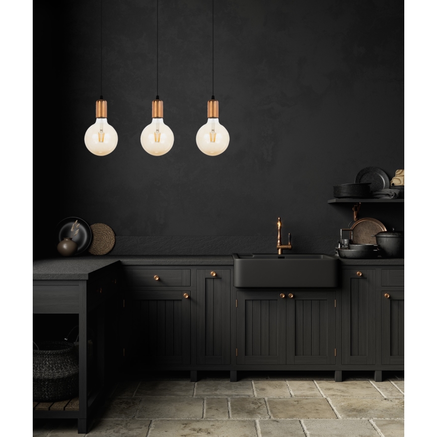 Chandelier on a string MIROS 3xE27/60W/230V black/copper
