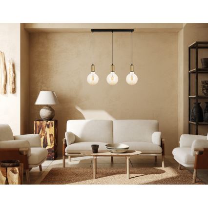 Chandelier on a string MIROS 3xE27/60W/230V black/golden