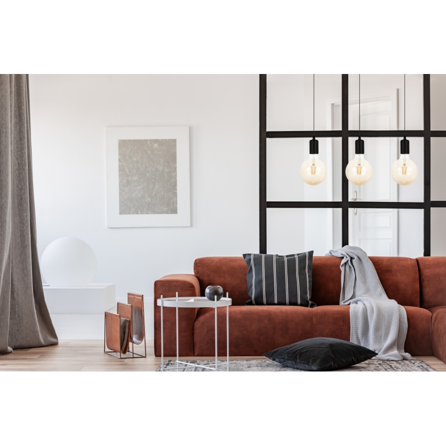 Chandelier on a string MIROS 3xE27/60W/230V black
