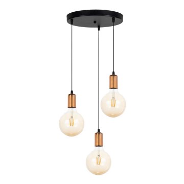 Chandelier on a string MIROS 3xE27/60W/230V round black/copper