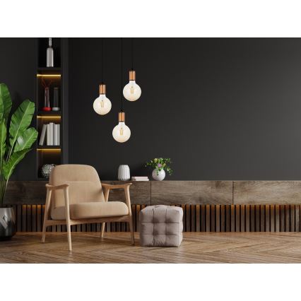 Chandelier on a string MIROS 3xE27/60W/230V round black/copper