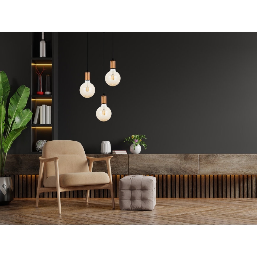 Chandelier on a string MIROS 3xE27/60W/230V round black/copper