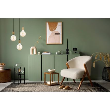 Chandelier on a string MIROS 3xE27/60W/230V round black/golden