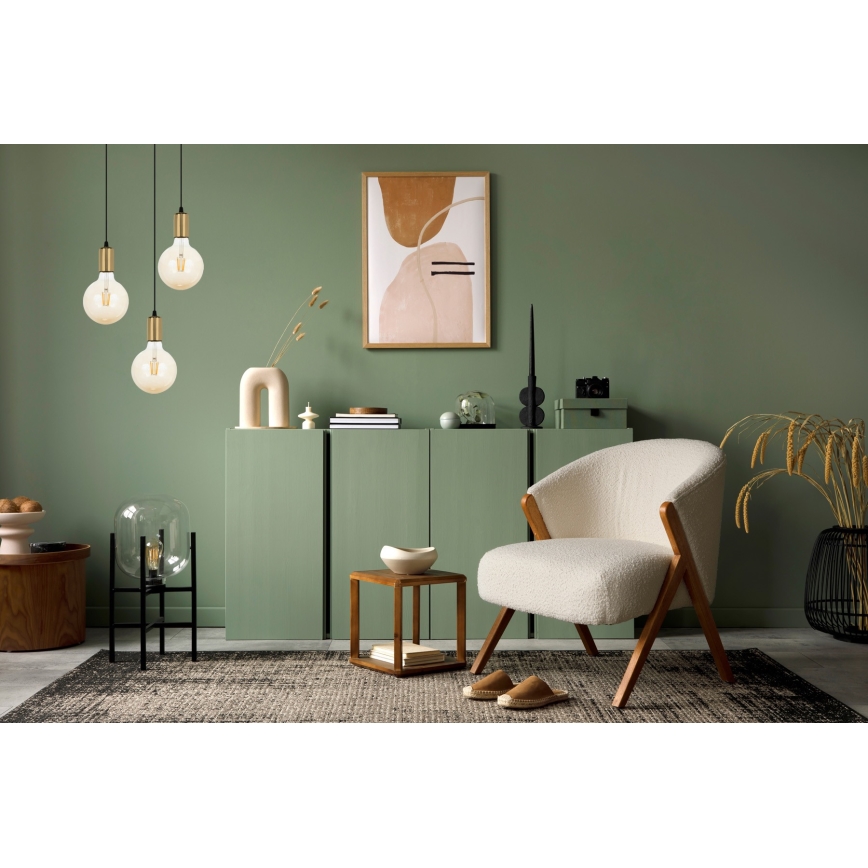 Chandelier on a string MIROS 3xE27/60W/230V round black/golden