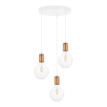 Chandelier on a string MIROS 3xE27/60W/230V round white/copper