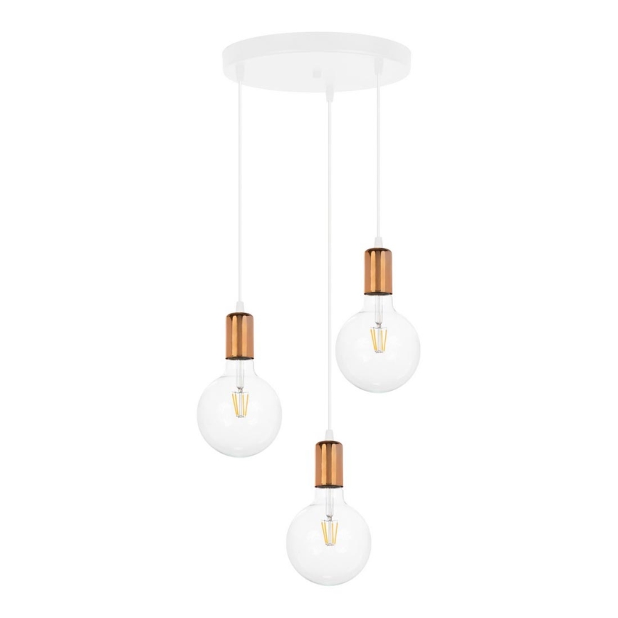 Chandelier on a string MIROS 3xE27/60W/230V round white/copper