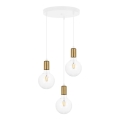 Chandelier on a string MIROS 3xE27/60W/230V round white/golden