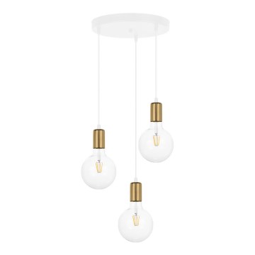 Chandelier on a string MIROS 3xE27/60W/230V round white/golden