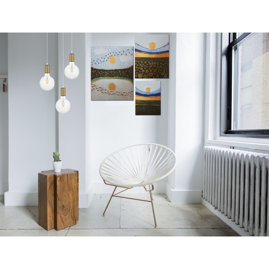 Chandelier on a string MIROS 3xE27/60W/230V round white/golden