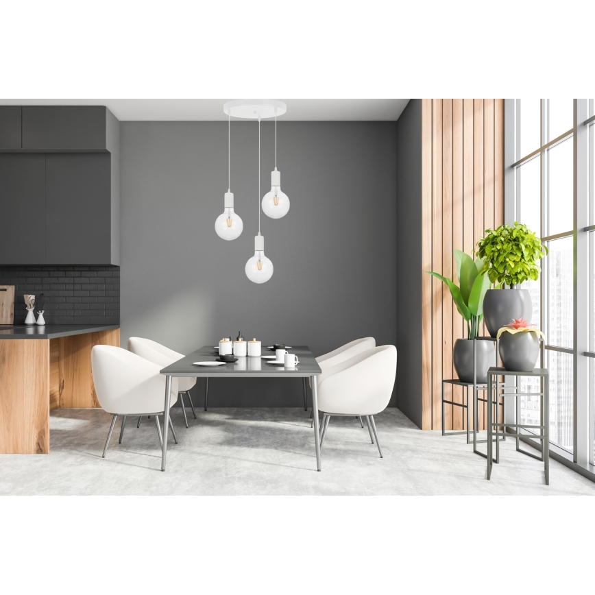 Chandelier on a string MIROS 3xE27/60W/230V round white