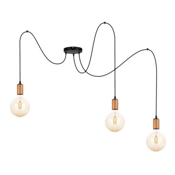 Chandelier on a string MIROS 3xE27/60W/230V spider black/copper