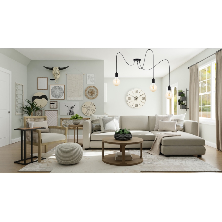 Chandelier on a string MIROS 3xE27/60W/230V spider black
