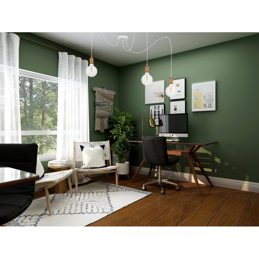 Chandelier on a string MIROS 3xE27/60W/230V spider white/copper