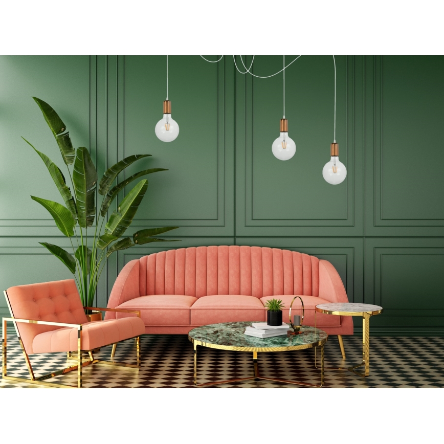 Chandelier on a string MIROS 3xE27/60W/230V spider white/copper